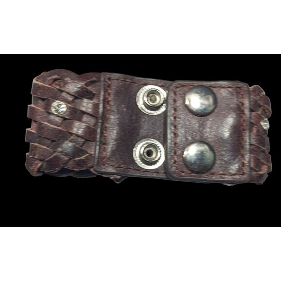 Cowgirl Glam Floral Braided Leather Rhinestone Bracelet - Picture 11 of 14